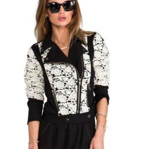 Chaser x REVOLVE Lace Moto Jacket – Black/White – Size S – MSRP $195